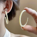 Vintage Ethnic Resin C-Shaped Stud Earrings With Silver Pins Geometric Round Minimalist Ear Jewelry view 2
