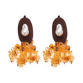 Ethnic Style Resin And Wood Oval Irregular Beaded Drop Earrings With Silver Pins view 5