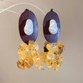 Ethnic Style Resin And Wood Oval Irregular Beaded Drop Earrings With Silver Pins view 2