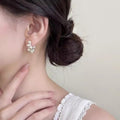 Light Luxury Faux Pearl Rhinestone Geometric C-Shaped Stud Earrings For Women view 3