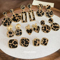 European Style Alloy Leopard Print Faux Horsehair Rectangle Stud Earrings For Women view 1