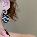 European Style Alloy Leopard Print Faux Horsehair Rectangle Stud Earrings For Women view 4