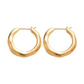 18K Gold Plated Copper Geometric Round Crinkle Huggie Earrings For Women view 5