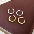 18K Gold Plated Copper Geometric Round Crinkle Huggie Earrings For Women view 2