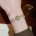 18K Gold Plated Copper Zircon Mother Of Pearl Sun Jewelry Set Vintage Bracelet Earrings view 2