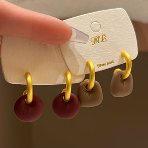 Matte Alloy Geometric C Shape Pendant Drop Earrings Vintage Minimalist Hong Kong Style