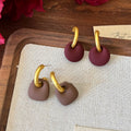 Matte Alloy Geometric C Shape Pendant Drop Earrings Vintage Minimalist Hong Kong Style view 3