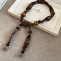Vintage Ethnic Resin Cotton Linen Wood Bead Star Pendant Sweater Necklace view 3