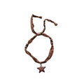 Vintage Ethnic Resin Cotton Linen Wood Bead Star Pendant Sweater Necklace view 5