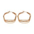 Copper Wave Irregular Round Pendant Hoop Earrings With Silver Posts, Minimalist Western Style view 5