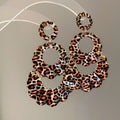 Iron Leopard Print Round Hollow Pendant Drop Earrings For Women European Style view 1