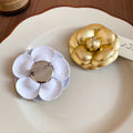 Faux Leather Flower Brooch For Women, Light Luxury OL Style Elegant Fashion Pin view 4