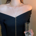 Zircon Multilayer Chain Cross Pendant Sweater Necklace French Court Style Light Luxury Choker view 3