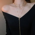 Zircon Multilayer Chain Cross Pendant Sweater Necklace French Court Style Light Luxury Choker view 1