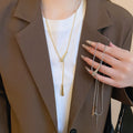 Copper Teardrop Pendant Sweater Necklace For Women, Minimalist Court Style Metal Choker view 3