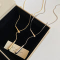 Copper Teardrop Pendant Sweater Necklace For Women, Minimalist Court Style Metal Choker view 2