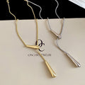 Copper Teardrop Pendant Sweater Necklace For Women, Minimalist Court Style Metal Choker view 4