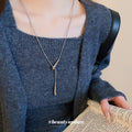 Copper Teardrop Pendant Sweater Necklace For Women, Minimalist Court Style Metal Choker view 1