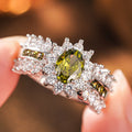 European Style Women's Oval Flower Ring With Micro Pave Zircon, Elegant Dinner Party Jewelry view 3