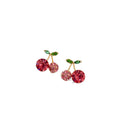 Alloy Silver Needle Sparkling Rhinestone Cherry Pendant Stud Earrings Sweet Pastoral Light Luxury Style view 5