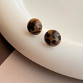 Vintage French Leopard Print Acrylic Ball Stud Drop Earrings Elegant Maillard Winter Fashion Earrings view 2