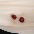 Vintage Hong Kong Style Burgundy Square Acrylic Pearl Drop Earrings For Women Elegant Light Luxury Earrings view 2