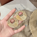 Maillard Acrylic Irregular Round Hollow Geometric Stud Earrings For Women Retro Minimalist Jewelry view 3