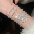 Copper Zircon Feather Heartbeat Adjustable Bangle For Women Light Luxury Geometric Jewelry view 1