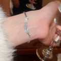 Copper Zircon Feather Heartbeat Adjustable Bangle For Women Light Luxury Geometric Jewelry view 3