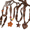 Ethnic Style Cotton Linen Wood Bead Star Pendant Adjustable Scarf Sweater Necklace view 5
