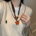Ethnic Style Cotton Linen Wood Bead Star Pendant Adjustable Scarf Sweater Necklace view 4