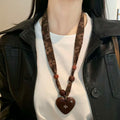 Ethnic Style Cotton Linen Wood Bead Star Pendant Adjustable Scarf Sweater Necklace view 2