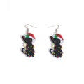 Cute Christmas Black Cat Acrylic Drop Earrings For Women, Santa Hat Holiday Creative Fashion Earrings view 5