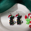 Cute Christmas Black Cat Acrylic Drop Earrings For Women, Santa Hat Holiday Creative Fashion Earrings view 2