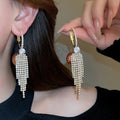 Light Luxury Faux Pearl Zirconia Round Tassel Hoop Earrings For Women view 4