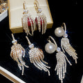 Light Luxury Faux Pearl Zirconia Round Tassel Hoop Earrings For Women view 1