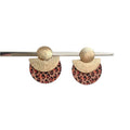 Wood Geometric Round Leopard Print Stud Earrings With Silver Posts For Women view 5