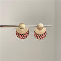 Wood Geometric Round Leopard Print Stud Earrings With Silver Posts For Women view 4