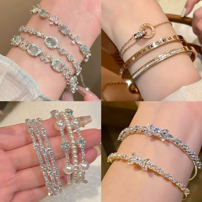 Light Luxury Copper Zircon Round Butterfly Bangle For Women Elegant Fashion Jewelry