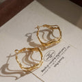 Copper Irregular Geometric Twisted Round Hoop Earrings For Women Korean Minimalist Style view 3