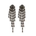 Copper Geometric Rhombus Tassel Earrings With Silver Pins And Sparkling Zircon For Women view 5