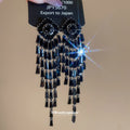 Copper Geometric Rhombus Tassel Earrings With Silver Pins And Sparkling Zircon For Women view 2