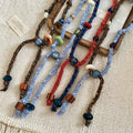 Vintage Ethnic Cotton Rope Beaded Round Resin Flower Pendant Sweater Necklace for Women view 3