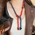 Vintage Ethnic Cotton Rope Beaded Round Resin Flower Pendant Sweater Necklace for Women view 2