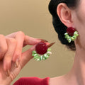 Vacation Style Acrylic Shell Geometric Round Stud Earrings With Silver Pins For Women view 3