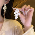 Artificial Crystal Butterfly Flower Chain Tassel Drop Earrings For Women Light Luxury Style view 4