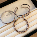 Vintage Leather Leopard Print Twisted Pleated Open Bangle Ethnic Statement Jewelry view 1