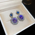 Sparkling Oval Rhinestone Copper Jewelry Set With Ring Necklace And Stud Earrings view 3