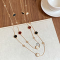 Ethnic Style Copper Crystal Beaded Enamel Geometric Round Double Layer Sweater Necklace view 2