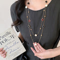 Ethnic Style Copper Crystal Beaded Enamel Geometric Round Double Layer Sweater Necklace view 3